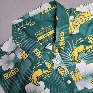 ProSphere North Dakota State Bison NDSU Fargo Hawaiian Shirt Mens Large Green